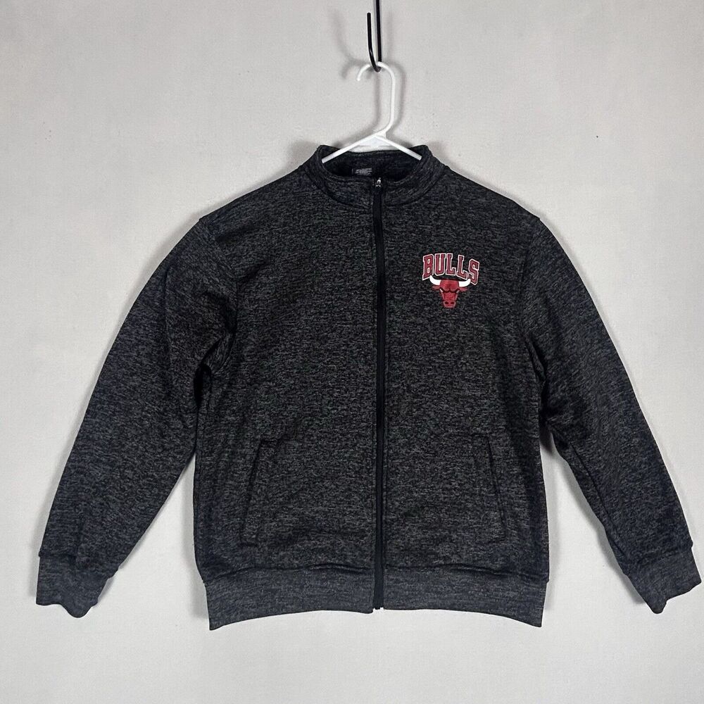 Chicago Bulls Full Zip Sweatshirt Youth Boys XL Black Long Sleeve NBA Basketball